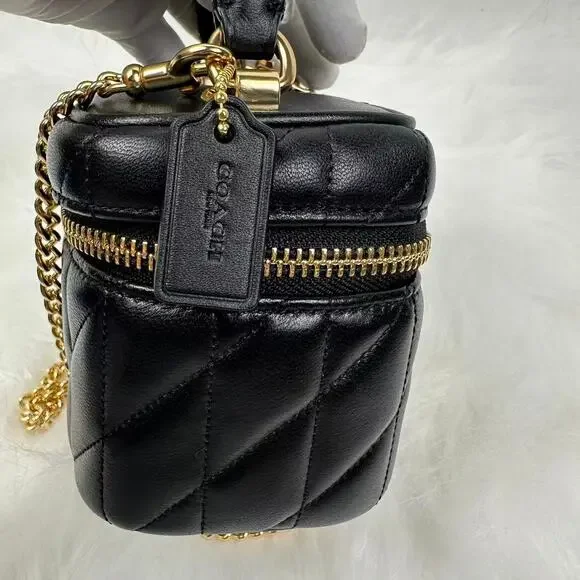 Coach Ava Crossbody Bag With Quilting In Gold/Black Leather CY730 NWT - Picture 4 of 11